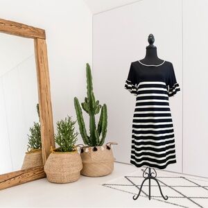 Sail to Sable Short Bell Sleeve Striped Dress